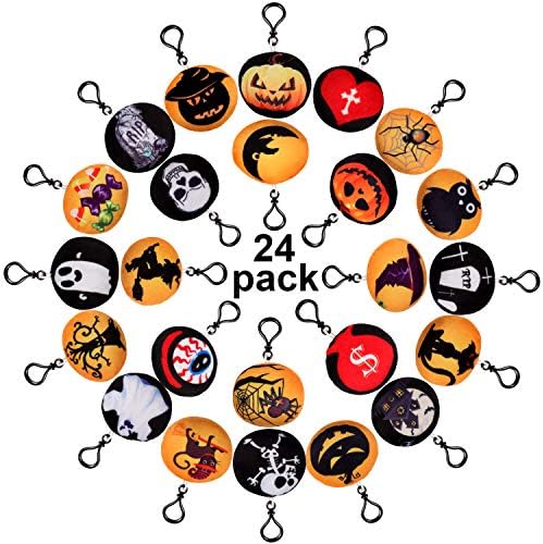 24 Pack Halloween Plüss Kulcstartó Hangulatjel Kulcstartó Mini Plüss Párna, Kulcstartó Halloween Party Kellékek Szívességeket