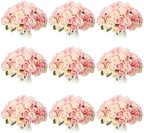 Jexine 120 Db Mesterséges Rózsa Virágok Pezsgővel Rózsaszín Csokor Rózsa Selyem Reális Virágok Tömeges Asztaldíszek DIY Menyasszony