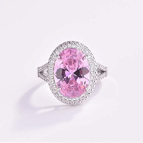 2023 Új Gyönyörű Rózsaszín Gyémánt Geometriai Ovális Liba Tojás Női Gyűrű, Ékszerek, Ajándék, ha Imádkozik Gyűrű (Rózsaszín,