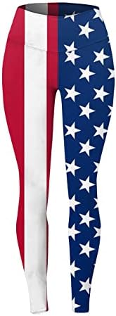 Július 4-én Magas Derék Leggings a Nők USA Zászló Edzés Jóga Leggings Ultra Puha Ecsettel Rugalmas Futó Edzés Pants