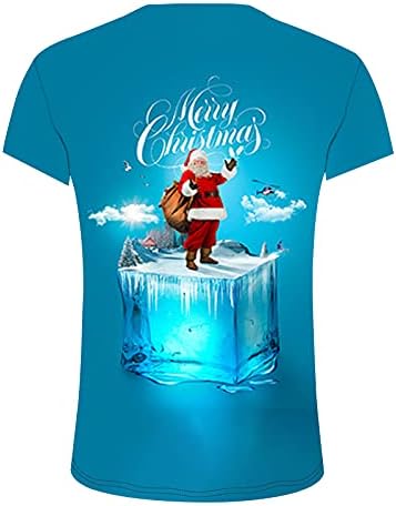 XZHDD Karácsonyi T-shirt Mens, Katona Rövid Ujjú 3D Xmas Mikulás Nyomtatás Sleeve Tee Maximum Edzés Alkalmi Ing, Könnyű Kabát
