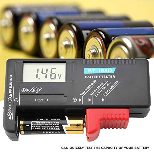 Akkumulátor Feszültség-Mérő, Digitális Akkumulátor Tesztelők AA/AAA/C/D / 9V / 1,5 V-os, LCD Kijelző, gombelem, BT-168D