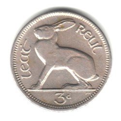 1967-Írország három penny Érme KM12a - Nyúl