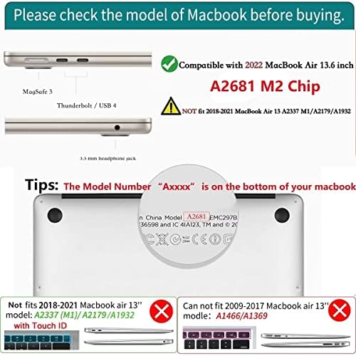 CISSOOK a MacBook Air 13.6 hüvelyk Esetben 2022 Kiadás A2681 M2-es Chip, Matt Laptop Kemény Héj Esetében Virág Fedél Billentyűzet