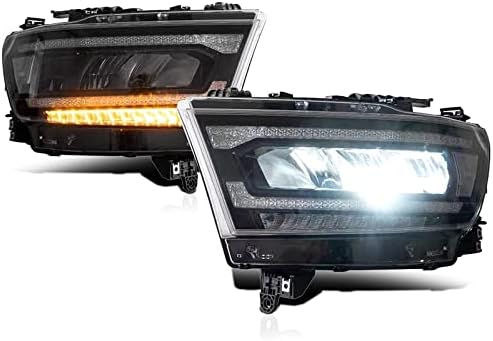 ECP-AUTOTEILE alkalmas 19-22 RAM 1500 Crew Cab LED Projektor Fényszórók Amber Szekvenciális Jel Lámpák Tér
