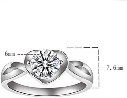 2023 Új Szív Alakú Gyémánt a Nők Eljegyzési Hercegnő Cirkon Gyűrű Személyre szabott Gyűrűk Gyűrű Rose-t (Ezüst, 7)