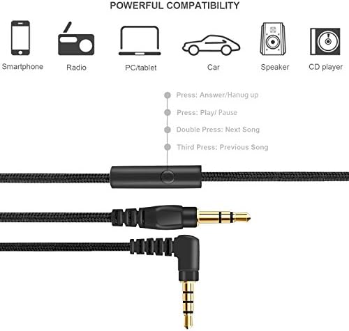 Riwbox Csere Audio Kábel Line Mikrofon, 3,5 mm-es Hosszabbító Kábel, Fejhallgató (Fekete)