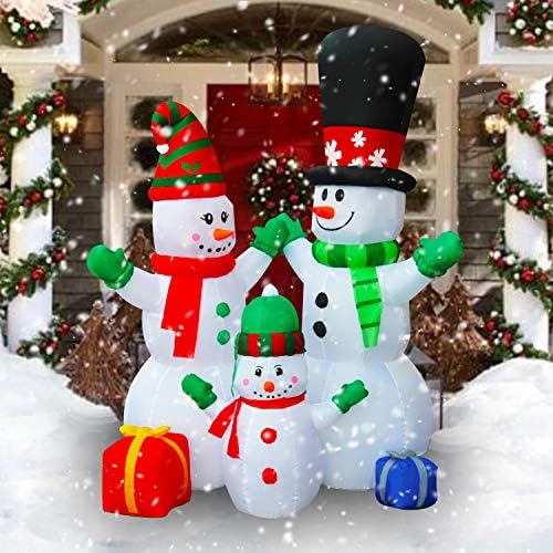 SEASONBLOW 10 Ft Felfújható Karácsonyi Hóember +6ft Felfújható Karácsonyi Hóember Család Scence Dekoráció