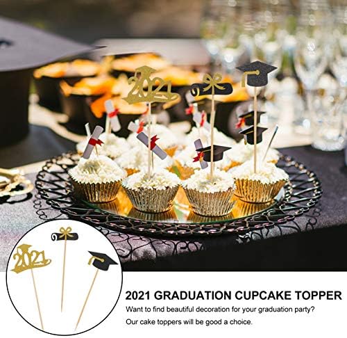 PRETYZOOM Süti Cake Díszítő 24pcs 2021 Érettségi 2021 Congrats Grad Torta Dekoráció Végre középiskola Főiskola Diplomás Party