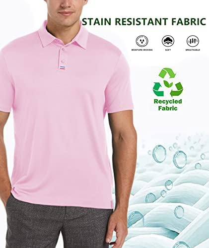 V VALANCH Mens Polo Shirt Rövid Ujjú Teljesítmény Nedvesség Wicking Golf Póló Rendszeres Fit Póló