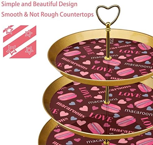 Torta Áll Készlet 3, Rózsaszín Terefere szívvel Talapzat Kijelző Tábla Desszert Muffin Állvány Esküvői Baba Zuhany Ünnepség