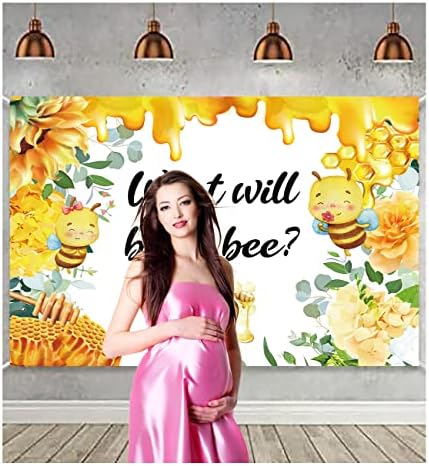 Mi Lesz Baby Bee Hátteret, Méhsejt Méh-a Nemek közötti Mutatják Hátteret babaváró Party Dekoráció Photobooth Kellékek Torta