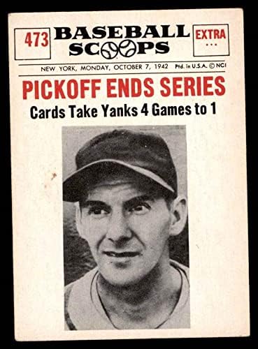 1961 Nu-Kártya Gombóc 473 Pickoff Véget ér a Sorozat Marty Marion St. Louis Cardinals (Baseball Kártya) VG/EX Bíborosok