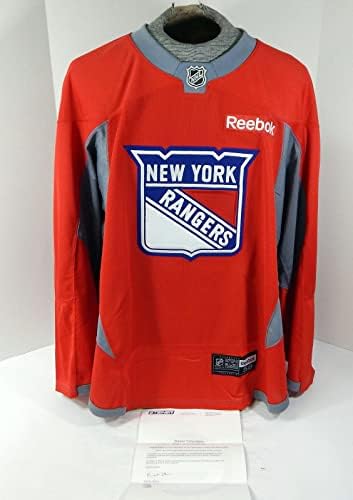 A New York Rangers Játék Használt Piros Gyakorlat Jersey Reebok NHL 58 DP29939 - Játék Használt NHL-Mezek