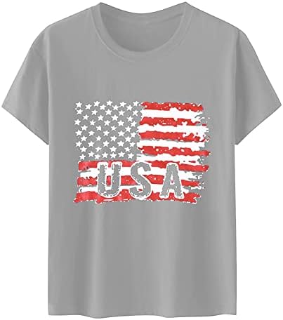 uikmnh Női Pamut Laza Felsők T-Shirt Rövid Ujjú Amerikai Zászló július 4-Nyári Blúz, Ing