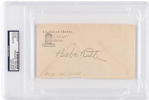 Babe Ruth HOF Dedikált 6.5 x 3.5 Hotel Boríték Yankees PSA/DNS 177401 - MLB Vágott Aláírás