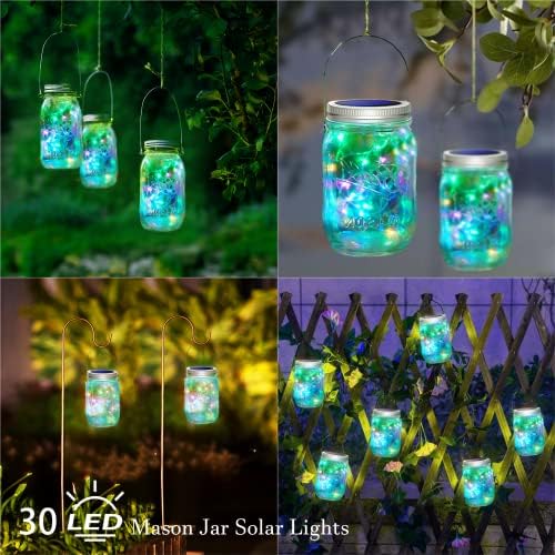 30 LED 10 Csomagok, Solar Befőttesüvegben Fények [Frissítve] Tündér Firefly Üveg Fedő String Lámpák Fogasok Vízálló Teraszon,