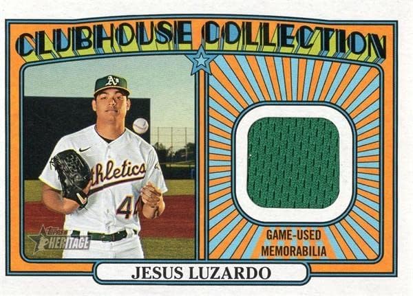Jézus Luzardo játékos kopott jersey-i javítás baseball kártya (Atlétika, Marlins) 2021 Topps Örökség Klubház Gyűjtemény CCRJL