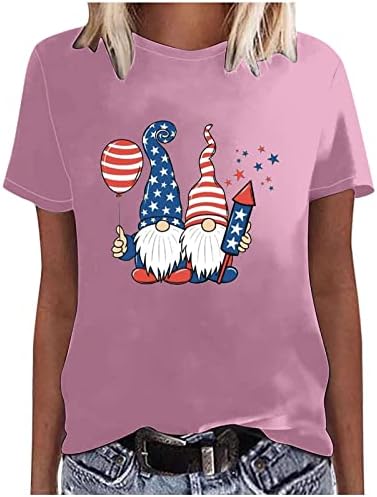 Törpe Grafikus Póló Nők Hazafias T-Shirt július 4-Grafikus Pólók Ingek Legénység Nyak Rövid Ujjú Felsők
