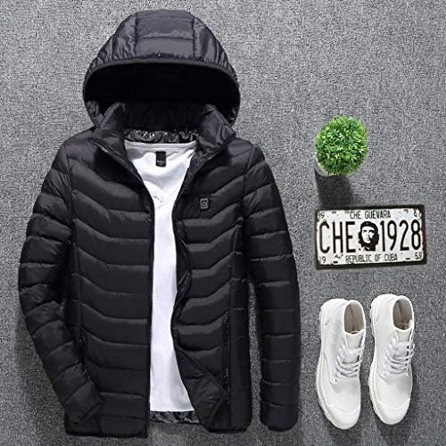 FSAHJKEE Téli Férfi Smart Usb Hasa Vissza Elektromos Fűtés Kabát,Steppelt Téli Könnyű Hideg Rendszeres Kabátok Coatwear