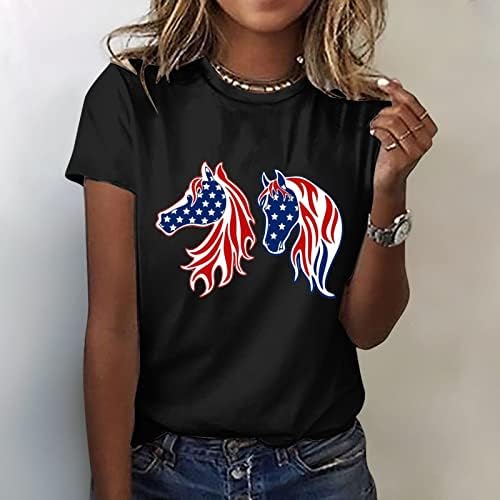 Női Felsők Elegáns Alkalmi Negyedik július Hazafias Blúz Függetlenség Napja Sleeve Amerikai Zászló Nyomtatás Póló