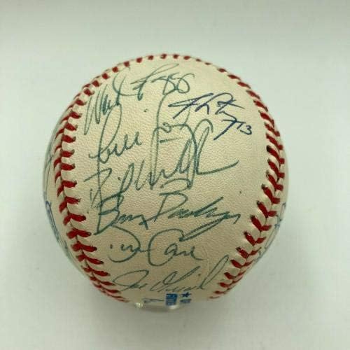 Gyönyörű 1996 Yankees W. S. Champs Csapat Aláírt ALCS Baseball Derek Jeter PSA DNS - Dedikált Baseball