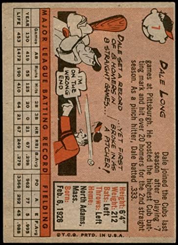 1958 Topps 7 Dale Hosszú Chicago Cubs (Baseball Kártya) VG/EX Cubs