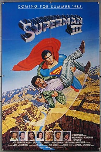 Superman Iii. (1982) Eredeti Warner Brothers Egyik-Sheet Film Poszter 27x41 Hajtogatott Nagyon Jól Plusz Feltétel CHRISTOPHER