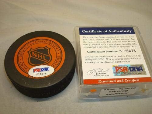 Alexandre Burrows Aláírt Vancouver Canucks Hockey Korong Autogramot PSA/DNS-COA-1B - Dedikált NHL Korong