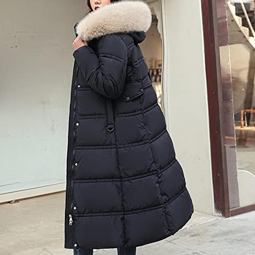Női Téli Sűrűsödik Puffer Kabát, Meleg Steppelt Kabát Divat Tunika Hosszú Szélálló Kabát Ál Prémes Trim Hood