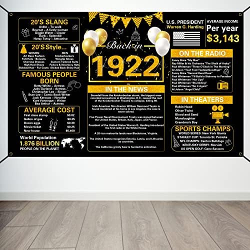 Crenics Fekete Arany 101 Szülinapi Dekoráció, Vintage 1922-ben Szülinapi Hátteret, Banner, Nagy 101 Éves Születésnapi Jubileumi