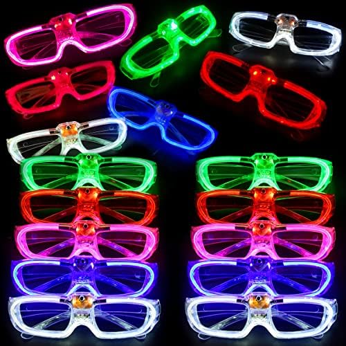 20 Csomag Izzó Fél LED Szemüveg Gyerekek Felnőttek,Világít a Sötétben, Party Kellékek Light up Játékok, Szemüveg Fél Ünnepi