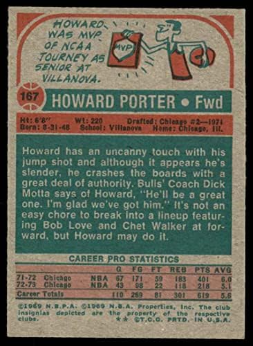 1973 Topps 167 Howard Porter Chicago Bulls (Kosárlabda Kártya) VG/EX Bikák Villanova