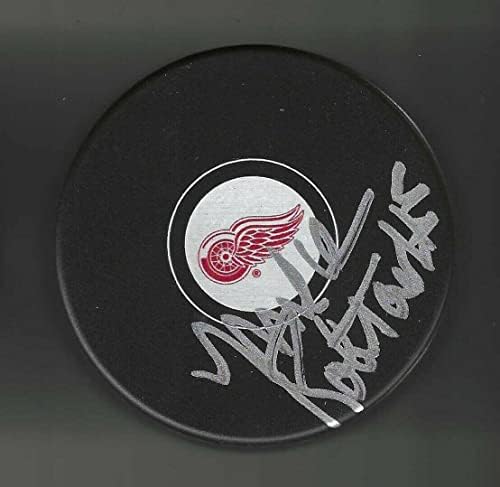 Mike Robitaille Aláírt Detroit Red Wings Puck - Dedikált NHL Korong