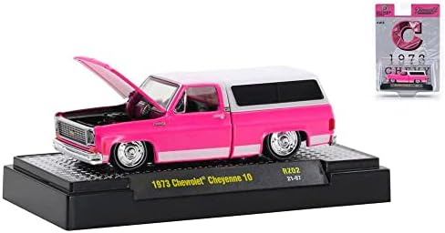 1973 Chevy Cheyenne 10 Pickup w/Camper Shell C-Világos Rózsaszín w/Fehér Felső Diecastz Gyűjtők Kft Ed 1/64 Fröccsöntött