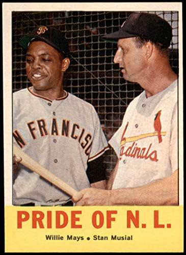 1963 Topps 138 Büszkesége NL Willie Mays/Stan Musial Bíborosok/Óriások (Baseball Kártya) EX/MT Bíborosok/Óriások
