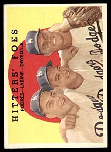 1959 Topps 262 Hitters Ellenség Ne Drysdale/Clem Labine/Johnny Podres Los Angeles Dodgers (Baseball Kártya) NM Dodgers