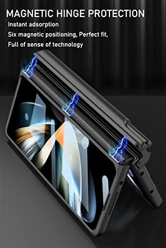 BALLI Galaxy Z Fold4 Esetben a csuklópánt & S tolltartó,360° - os Pánt Védelem Beépített Előlapi kijelzővédő fólia Galaxy