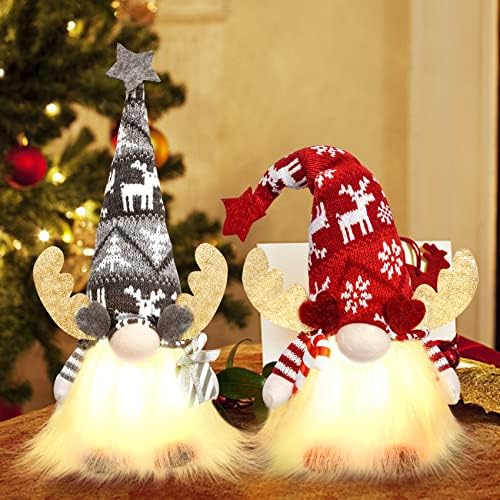 Égő Gnome Karácsonyi Díszek, 2 Csomag 15 hüvelykes svéd Mikulás Karácsony Gnómok Fény, Északi tomte barátja Skandináv Santa