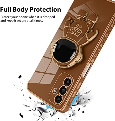 Bonoma Samsung Galaxy A13 5G az Esetben Űrhajós Galvanizáló Electroplate Luxus Elegáns Esetben Kamera Védő Kitámasztó Ütésálló
