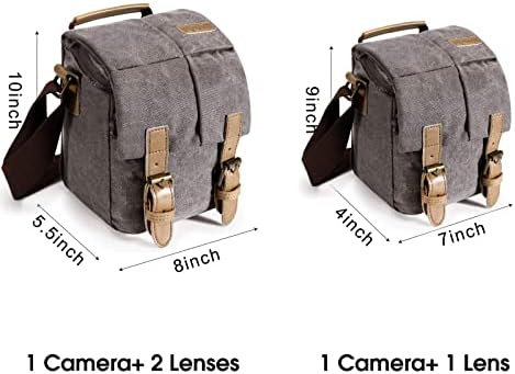 S-ZÓNA Vízálló Fényképezőgép táska DSLR Canon Vászon Vintage Váll Nők Férfiak Kamera Messenger Táska Bőr Kárpitozás(Világos