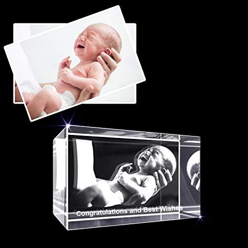 A&B Kristály Gyűjtemény Újszülött - Gravírozott 3D Photo Ajándék - Figyelmes Gratulálok & Ünnep Emlék (XXL Téglalap (6 x