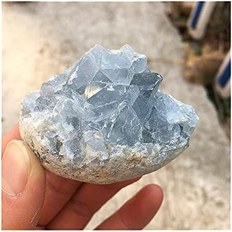 AQCLAY a Természetes Kék Celestite Kristály Klaszter Geode Szabálytalan Drágakő lakberendezési Példány Természetes Kő