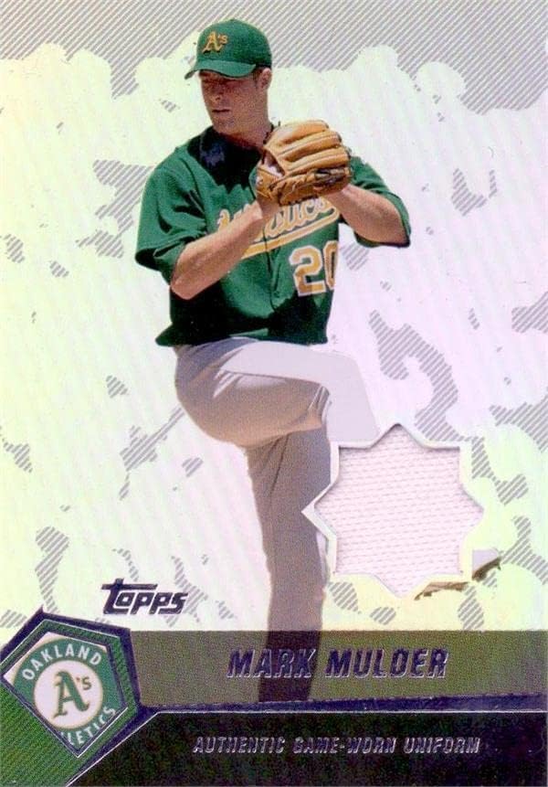 Mark Mulder játékos kopott jersey-i javítás baseball kártya (Oakland Athletics) 2004 Topps Refraktor MM - MLB Meccset Használt