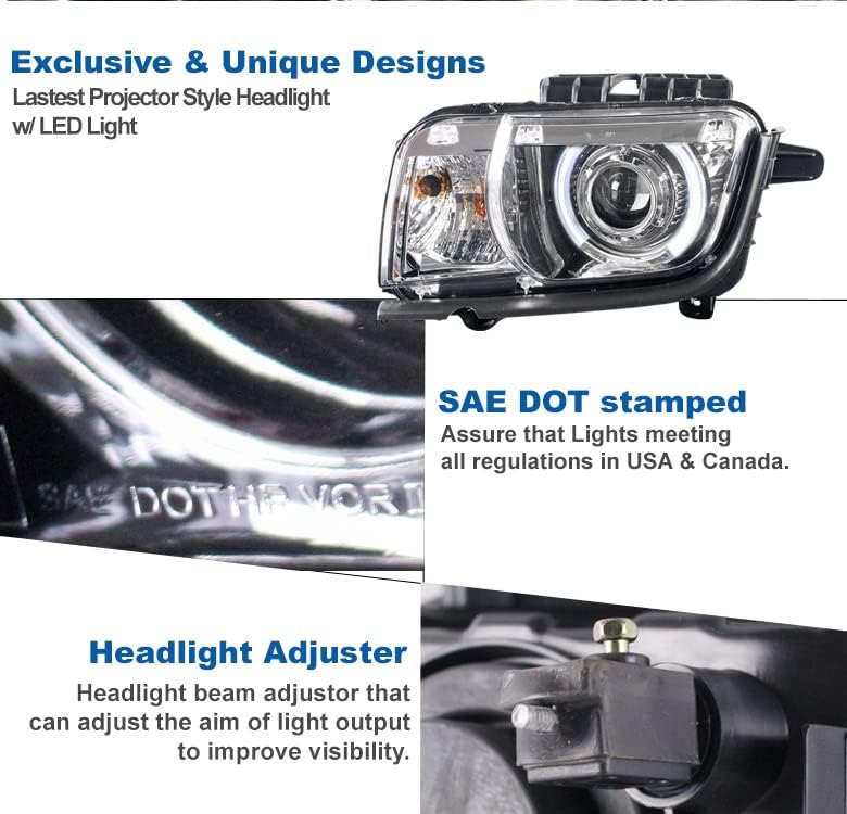 ZMAUTOPARTS A 2010-2013-es Chevy Camaro CCFL Halo Chrome-Vetítő Fényszórók, Fényszóró, 6 Kék LED Világítás DRL
