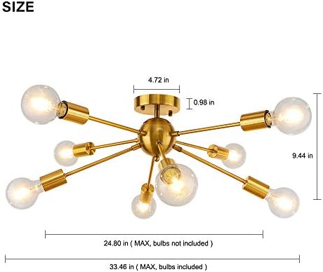 LynPon Arany Mennyezeti Lámpa Lámpatest, 8 Fények Arany Szputnyik Csillárok Konyha világítótestek Hálószoba, Nappali, Mennyezeti
