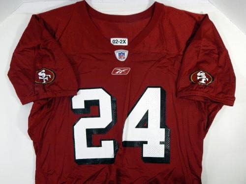 2002-ben a San Francisco 49ers Mike Rumph 24 Játék Kiadott Piros Gyakorlat Jersey 948 - Aláíratlan NFL Játék Használt Mezek