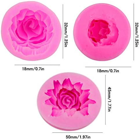 KuuGuu 3 darabos 3D Virág Rózsa Szilikon Formák Gyanta Rose Gyertya forma Torta Dekoráció Csokoládé, Kézzel készített Szappan