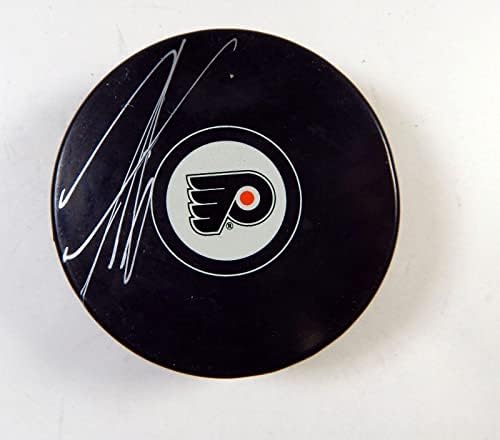 Travis Sanheim Aláírt Philadelphia Flyers NHL Jégkorong Auto-Dinasztia Sport 70 - Dedikált NHL Korong