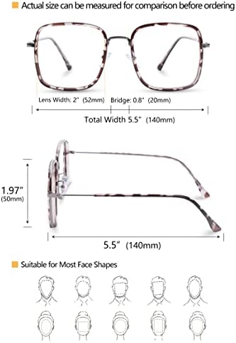 ILLAOI Kék Fény Szemüveg Nők, Férfiak - Számítógép Tér Túlméretezett Kék Fény Blokkoló Szemüveg Anti Terhelését Fém Keret